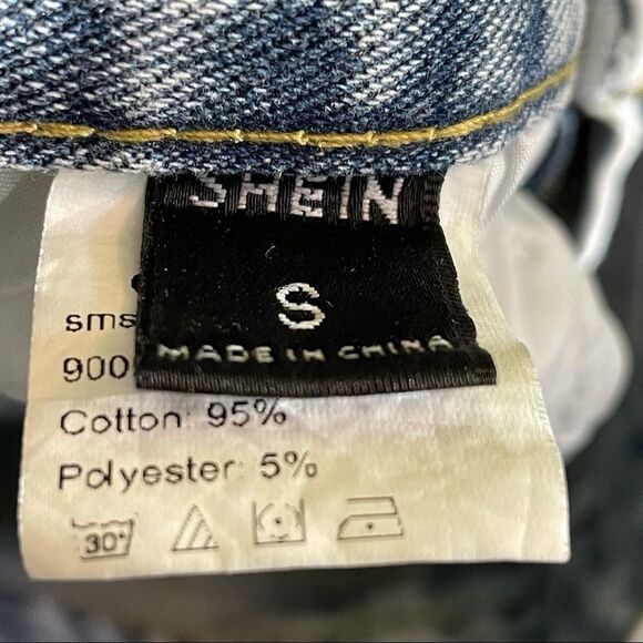 Shein Denim Ripped Distressed Mom Jean Shorts High Rise - Picture 6 of 6